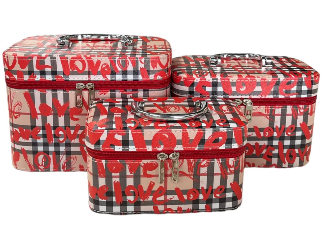 Fashion - Red Love Cosmetic Case 3pc