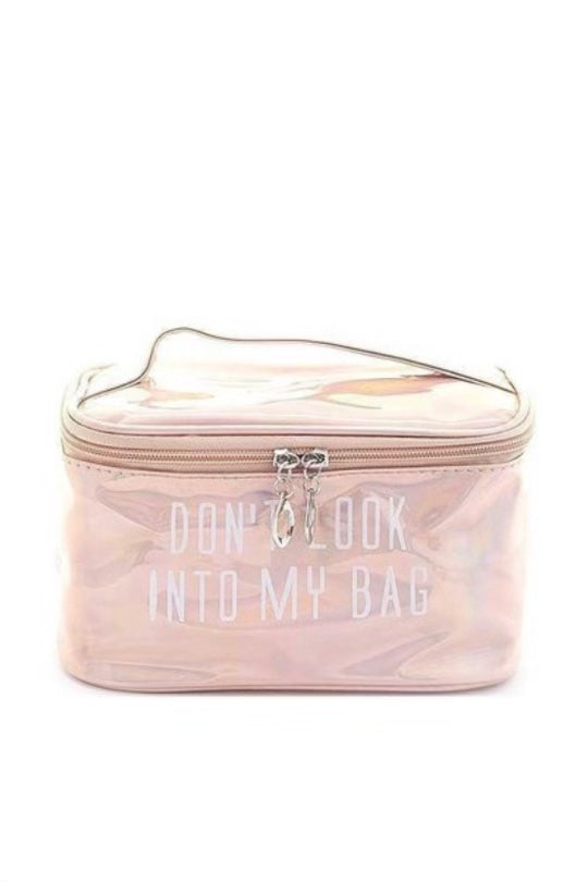 Fashion - “Don’t Look Into My Bag” Makeup Bag Peach/Pink