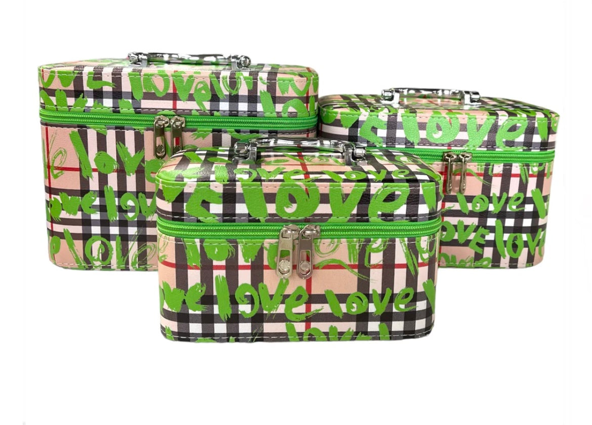 Fashion - Green Love Cosmetic Case 3pc