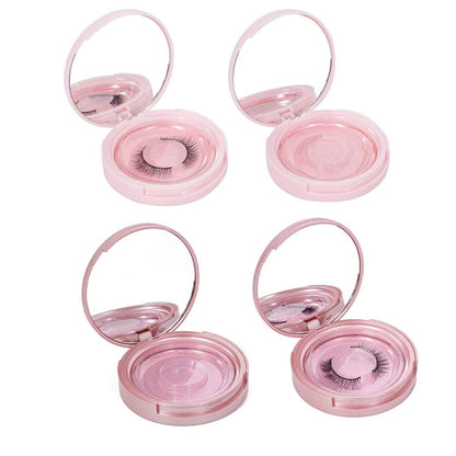 Fashion - Round Eyelash Storage Case with MakeUp Mirror