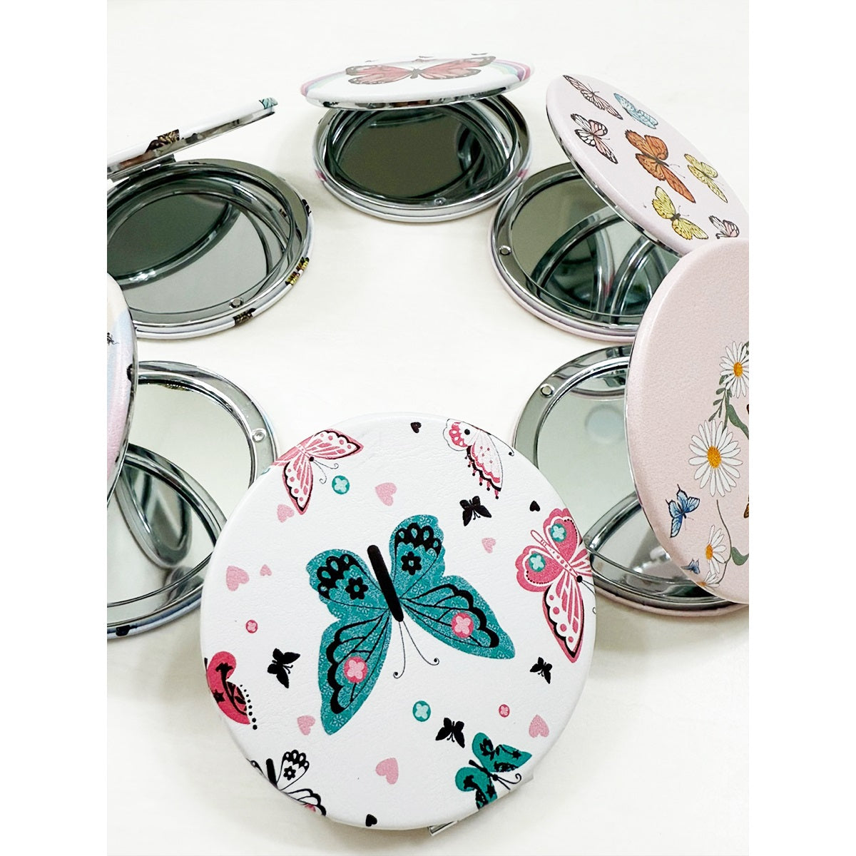 Fashion - Butterfly Theme Double Sided Circle Cosmetic Mirror