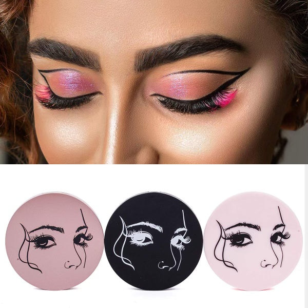 Fashion - Round Eyelash Storage Case with MakeUp Mirror