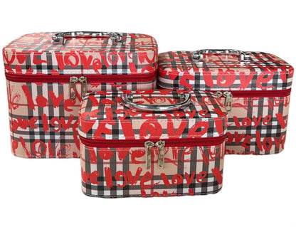 Fashion - Red Love Cosmetic Case 3pc